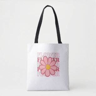 Retro Flower Power  – Vintage Pink Daisy Tote Bag