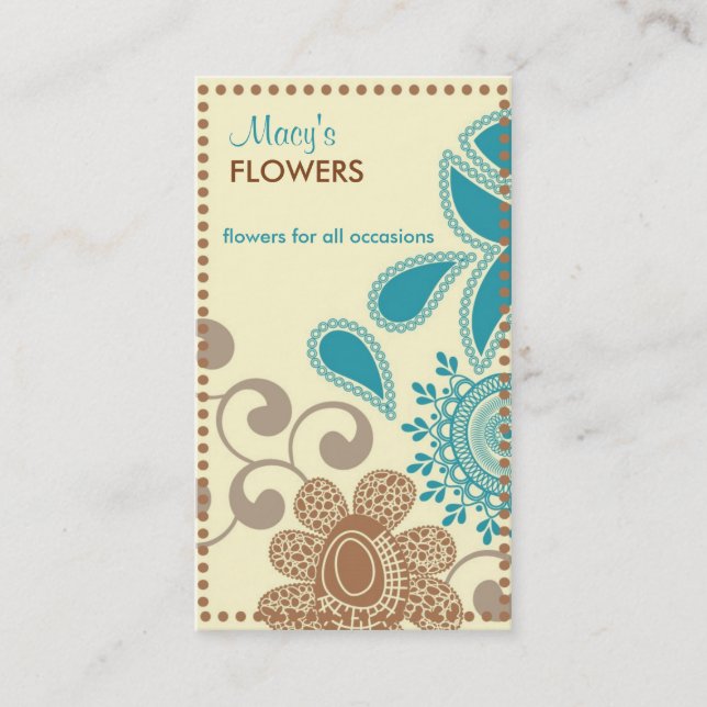 Retro Flower Shop Business Cards (Front)