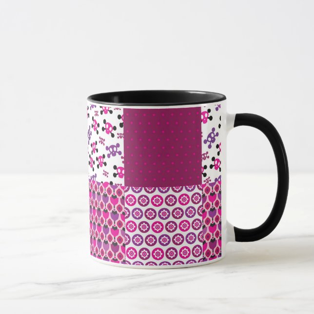 Retro flower skull polka dot mug (Right)