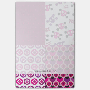 Retro flower skull polka dot post-it notes