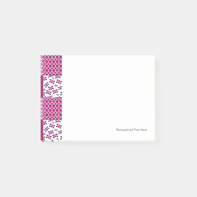 Retro flower skull polka dot post-it notes (Front)