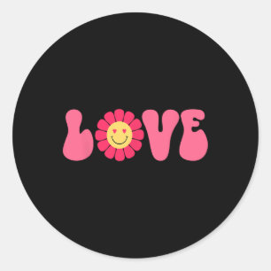 Retro Flower Valentine Love Classic Round Sticker