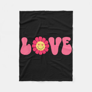 Retro Flower Valentine Love Fleece Blanket