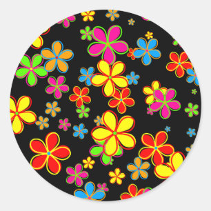 Retro Flower Wallpaper Classic Round Sticker