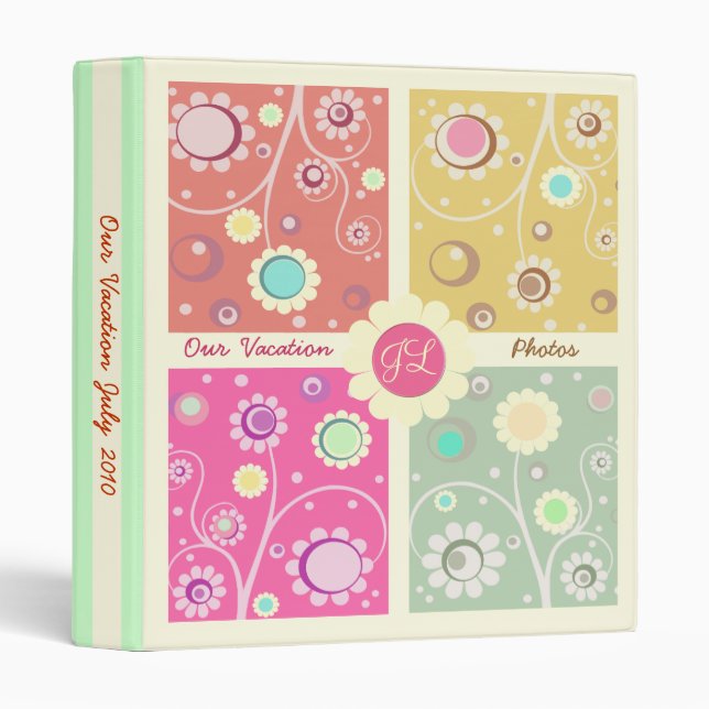 Retro Flowered Colour Block Album / Binder (Front/Spine)