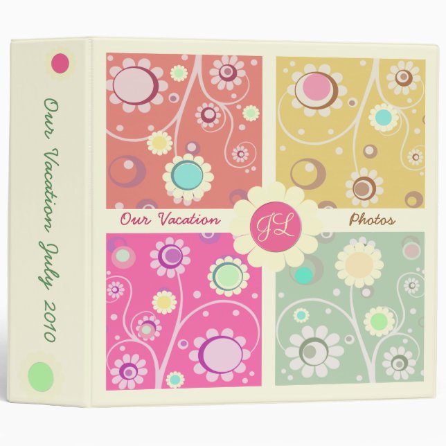 Retro Flowered Colour Block Album / Binder (Front/Spine)