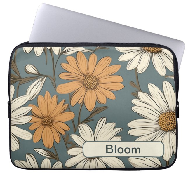 Retro Flowers 12 laptop sleeve (Front)