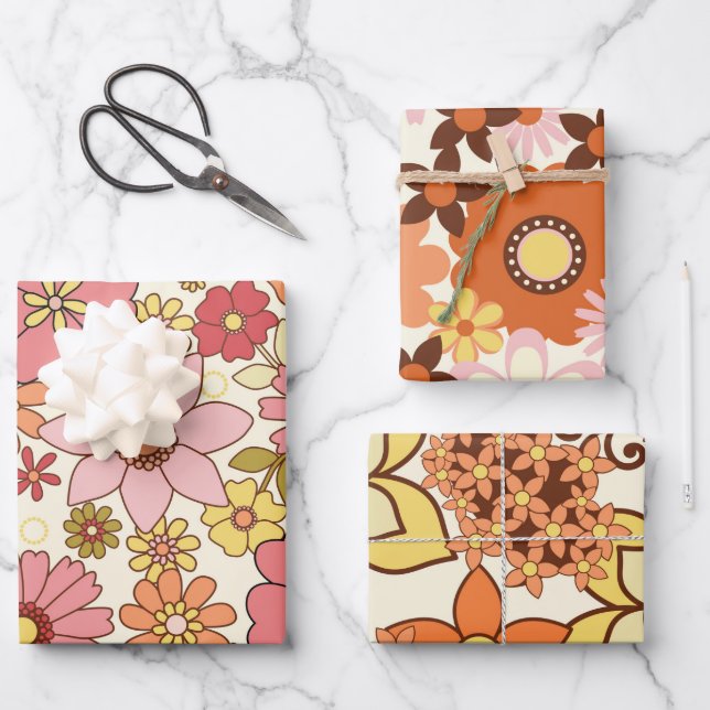 Retro Flowers 1960's - 3 Sheet Set (Front)