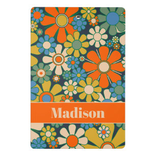 Retro Flowers 60s 70s Floral Personalized Mini Clipboard