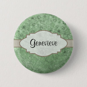 Retro Flowers and Butterflies Aqua.png 2 Inch Round Button