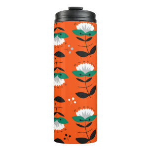 Retro flowers and leaves seamless pattern. thermal tumbler