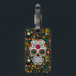 Retro Flowers And Sugar Skull Luggage Tag<br><div class="desc">Colourful retro flowers with floral sugar skull.</div>