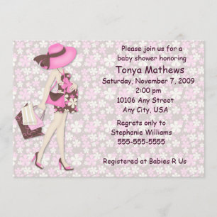 Retro Flowers Baby Shower Invitation (Pink CA)