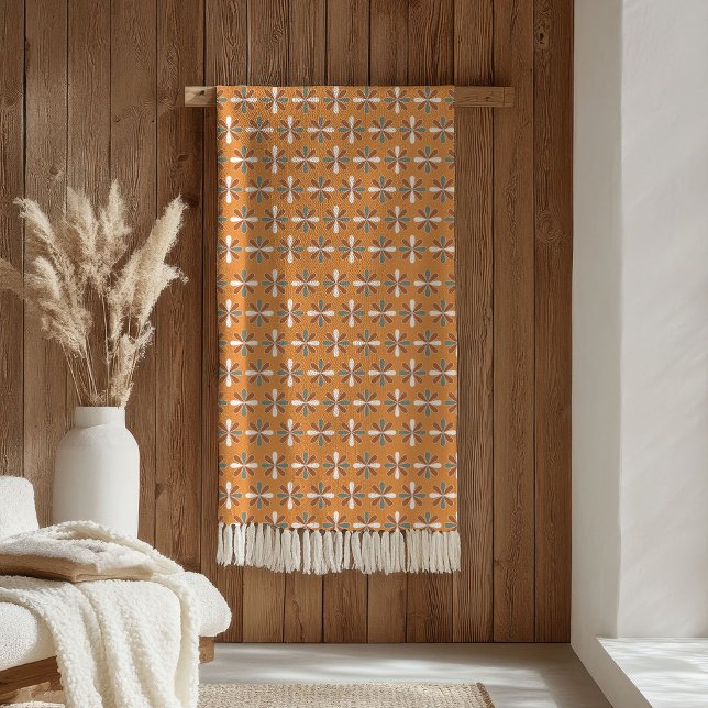 Retro Flowers Blanket Brown Terracotta Style (Retro Flowers Blanket Brown Terracotta Style)