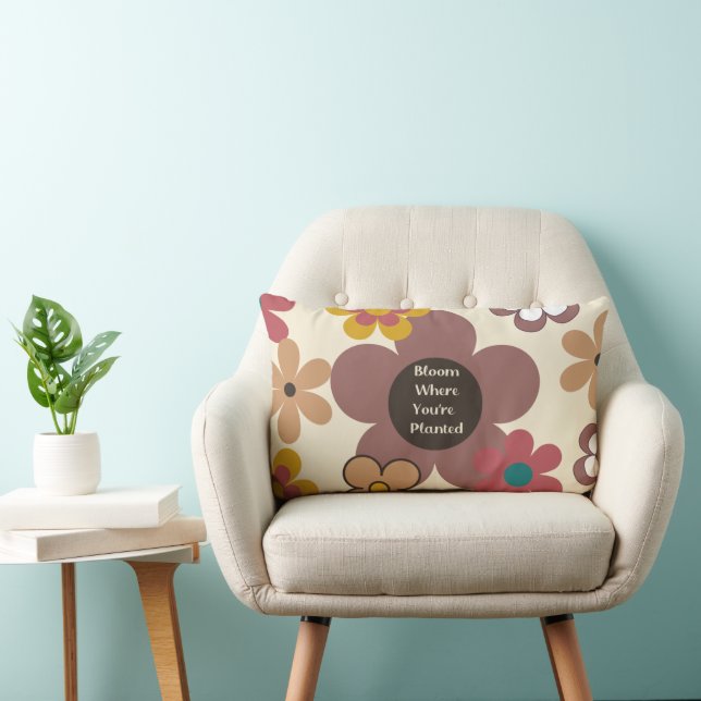 Retro Flowers "Bloom Where You're Planted" Lumbar Pillow (Chair)