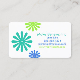 Retro Flowers Blue and Green Floral Business Card