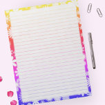 Retro Flowers Border on Vintage Rainbow Lined Notepad<br><div class="desc">This design features a bright retro colourful floral rainbow border on a vintage rainbow background.</div>