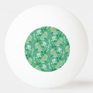 Retro Flowers, Botanical Seamless Pattern. Ping Pong Ball