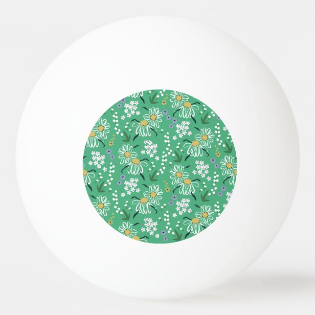 Retro Flowers, Botanical Seamless Pattern. Ping Pong Ball (Front)