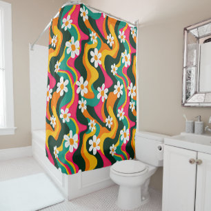 Retro Flowers Colourful Trippy Pattern
