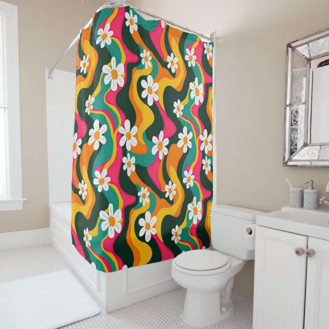 Retro Flowers Colourful  Trippy Pattern  (In Situ)