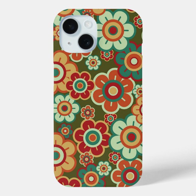 Retro Flowers Cute Daisies Blossoms Pattern Fun Case-Mate iPhone Case (Back)