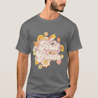 Retro Flowers First 1st Gradeeacher Gift Idea funn T-Shirt