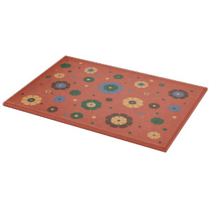 Retro Flowers Glass Cutting Board