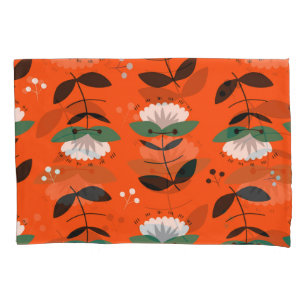 Retro flowers, leaves: seamless pattern. pillowcase