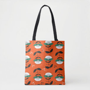 Retro flowers, leaves: seamless pattern. tote bag