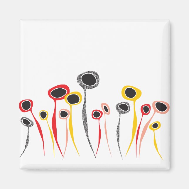 Retro Flowers Magnet (Front)