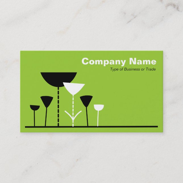 Retro Flowers - Martian Green Business Card (Front)