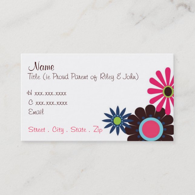 Retro Flowers Mommy Card (Front)