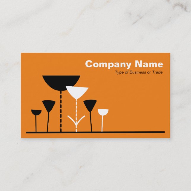 Retro Flowers - Orange Business Card (Front)