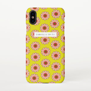 Retro Flowers Personalize Name iPhone X Case