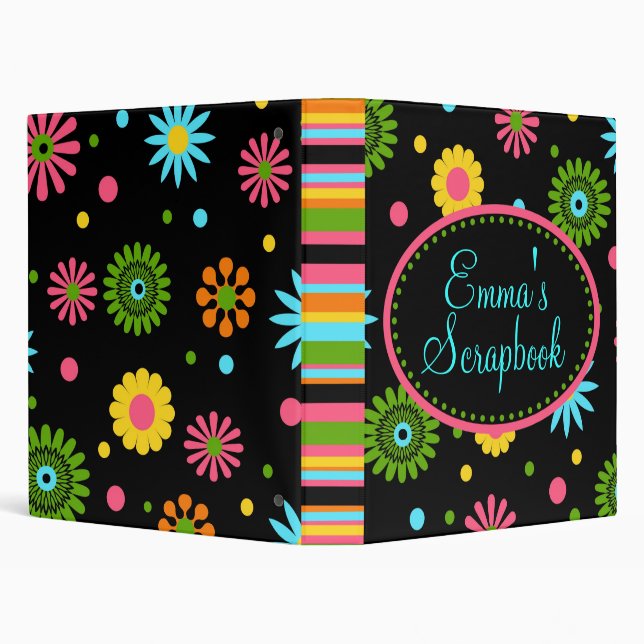 Retro Flowers Photo Album Scrapbook BInder (Background)