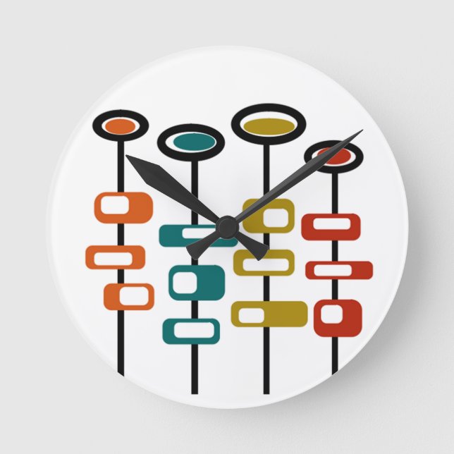 Retro Flowers Round Clock (Front)