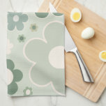 Retro Flowers Sage Green Abstract Floral Kitchen Towel<br><div class="desc">Retro flowers: floral art – sage green flower pattern.</div>