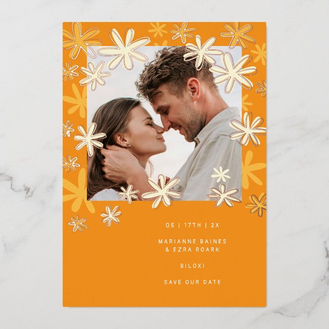 RETRO FLOWERS SAVE THE DATE (Front)