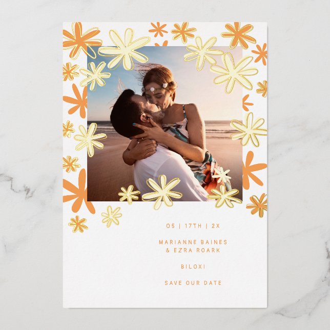 RETRO FLOWERS SAVE THE DATE (Front)