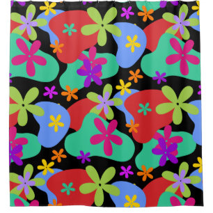 Retro Flowers seamless pattern coloured
