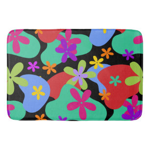 Retro Flowers seamless pattern coloured Bath Mat
