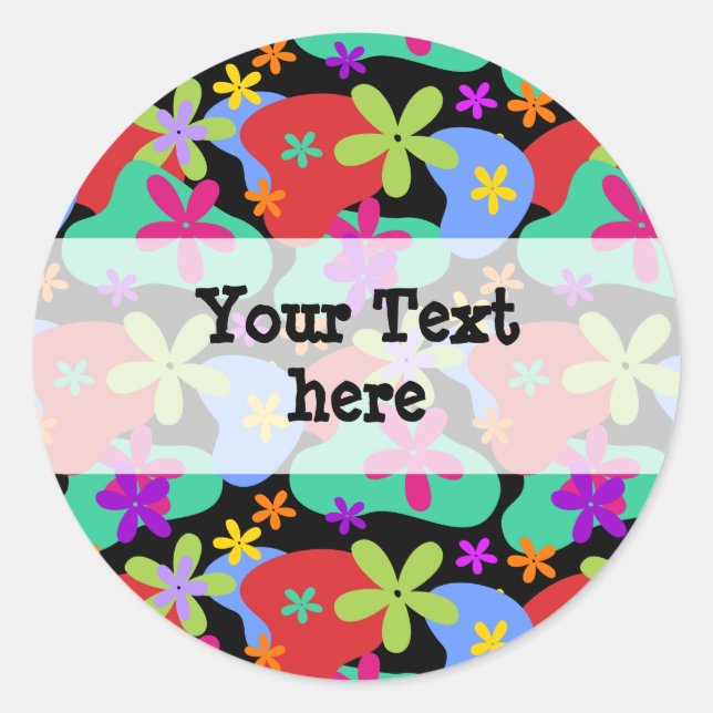 Retro Flowers seamless pattern coloured Classic Round Sticker (Front)