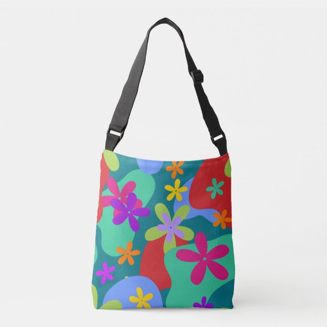 Retro Flowers seamless pattern coloured Crossbody Bag (Front)