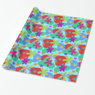 Retro Flowers seamless pattern coloured Wrapping Paper