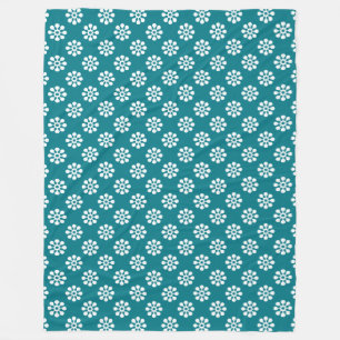 Retro Flowers seamless pattern white Fleece Blanket