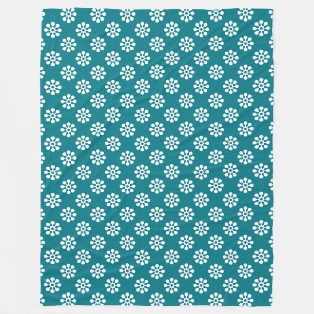 Retro Flowers seamless pattern white Fleece Blanket (Front)