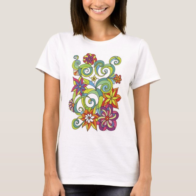 Retro Flowers T Shirt (Front)