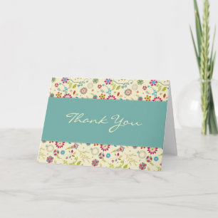 Retro Flowers · Teal · Thank You Card