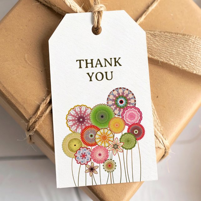 Retro flowers thank you gift tags (Creator Uploaded)